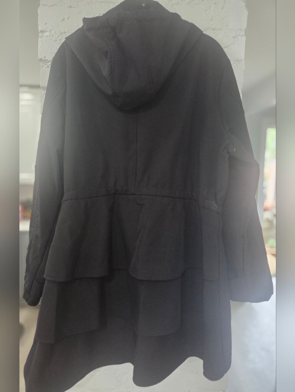 Jessica Simpson Black Utility Hooded Jacket Ruffle Back Leopard Inside Trim - XL - Picture 2 of 11